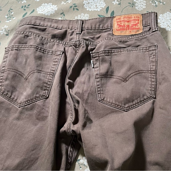 Levis 505 Jeans Men’s 34x32 Brown Straight Leg White Tab Denim Preppy Western - Picture 9 of 11